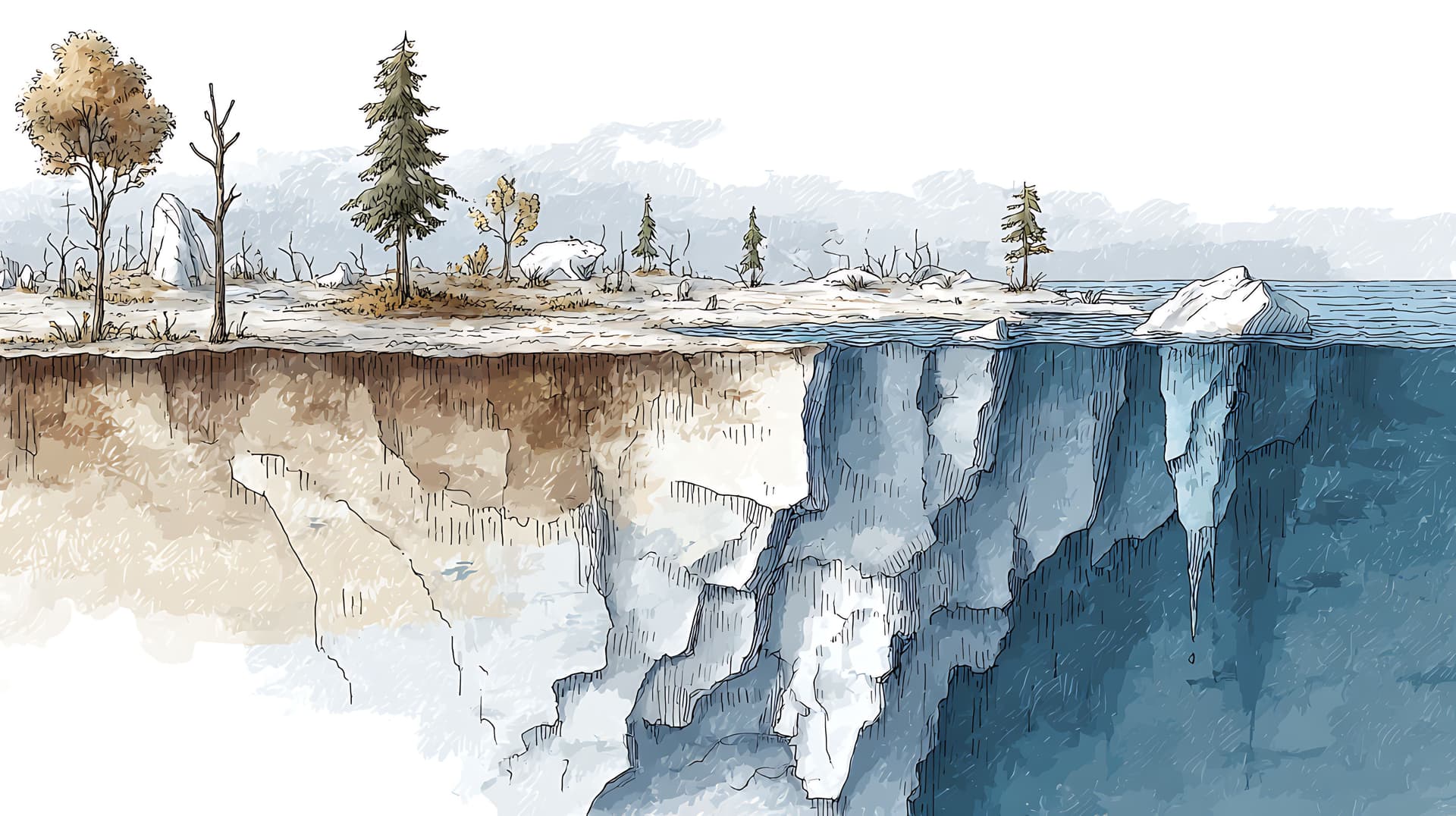 Alaska coastal erosion illustration